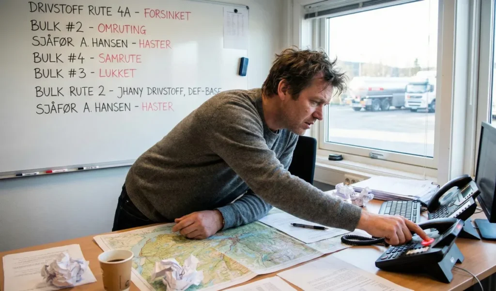 Ruteplanlegger med oversikt over tanknivåer og leveransebehov